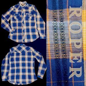 Roper Western Snap Shirt Womens Small Plaid Long Sleeve Cowgirl Cotton Blend